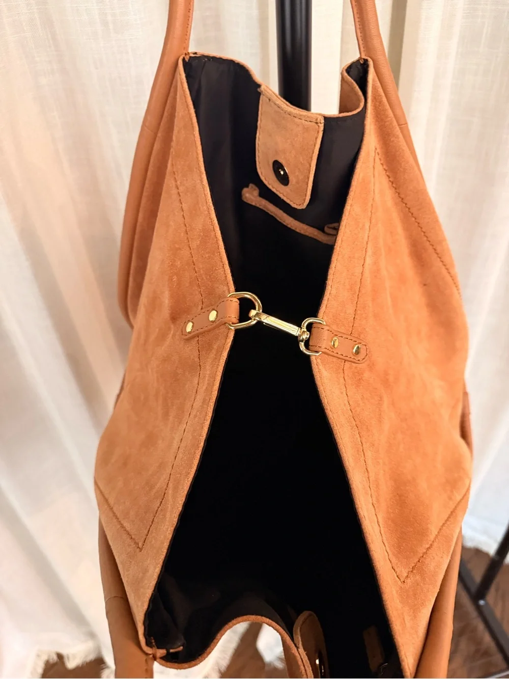 ASOS Viral Suede Tote Bag in Tan